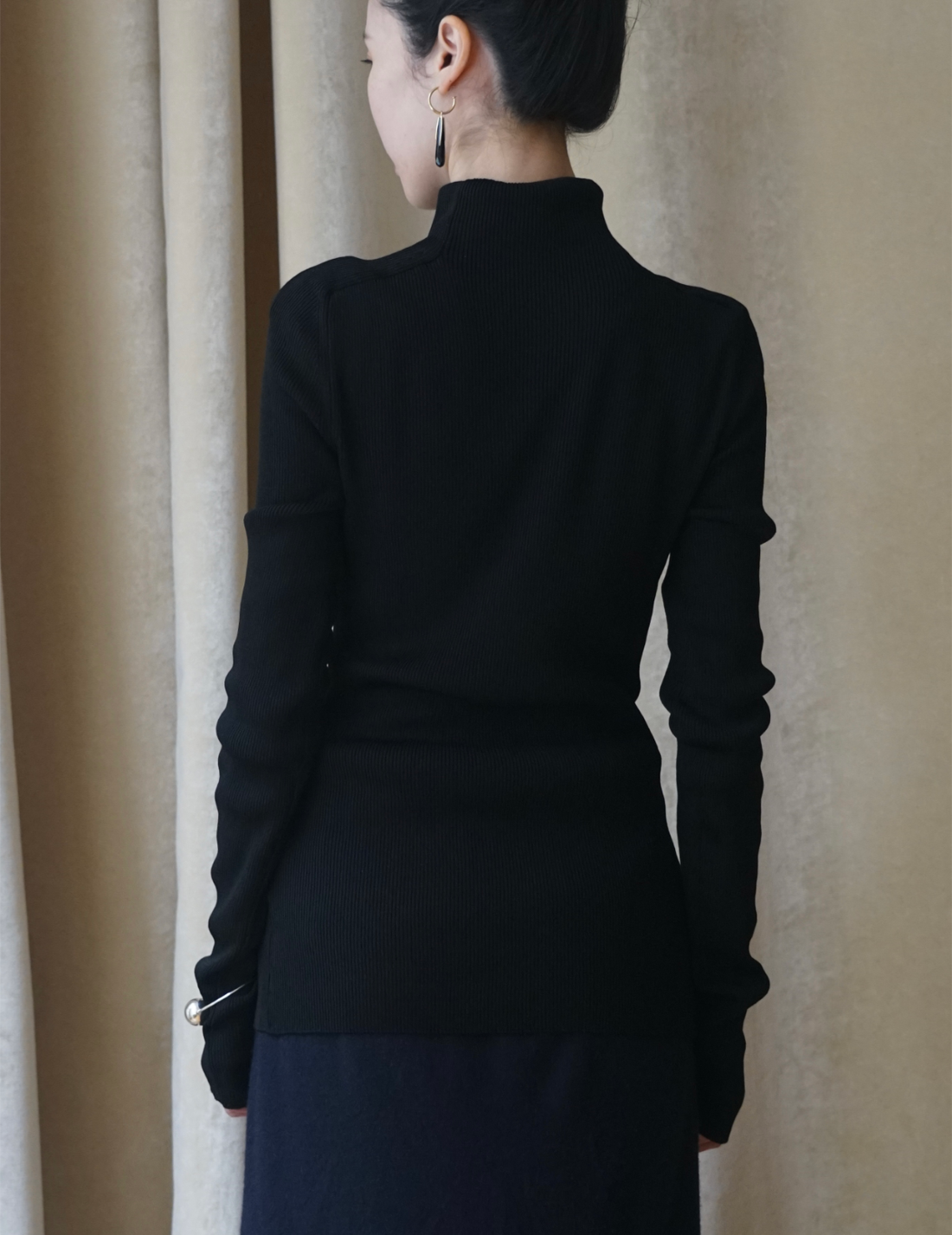 Haut en tricot côtelé à col montant