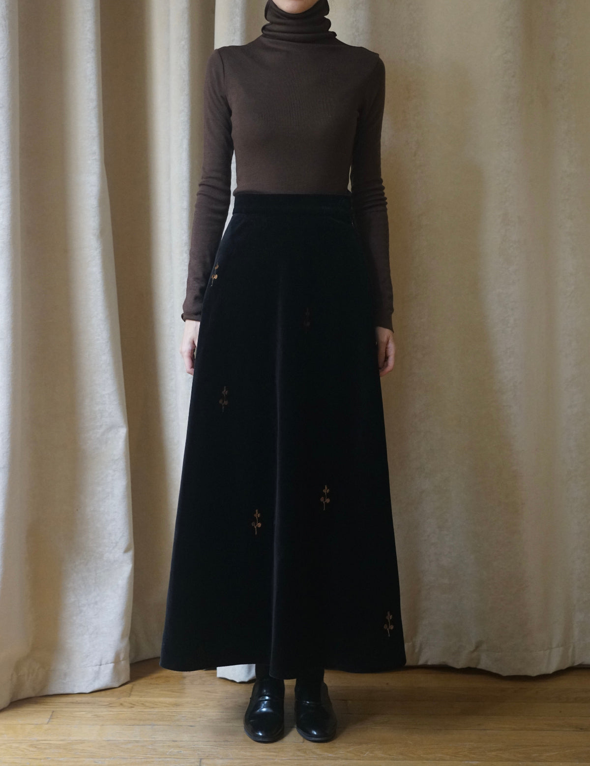 DELEGAN | Velvet Black “Rose” Skirt
