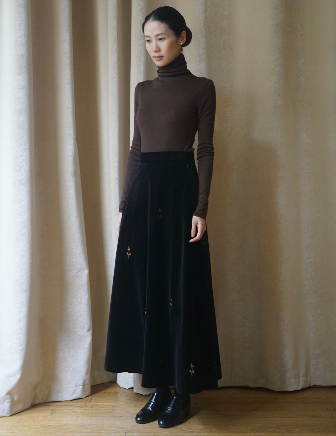 DELEGAN | Velvet Black “Rose” Skirt