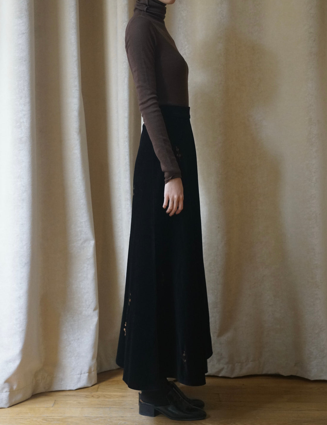 DELEGAN | Velvet Black “Rose” Skirt