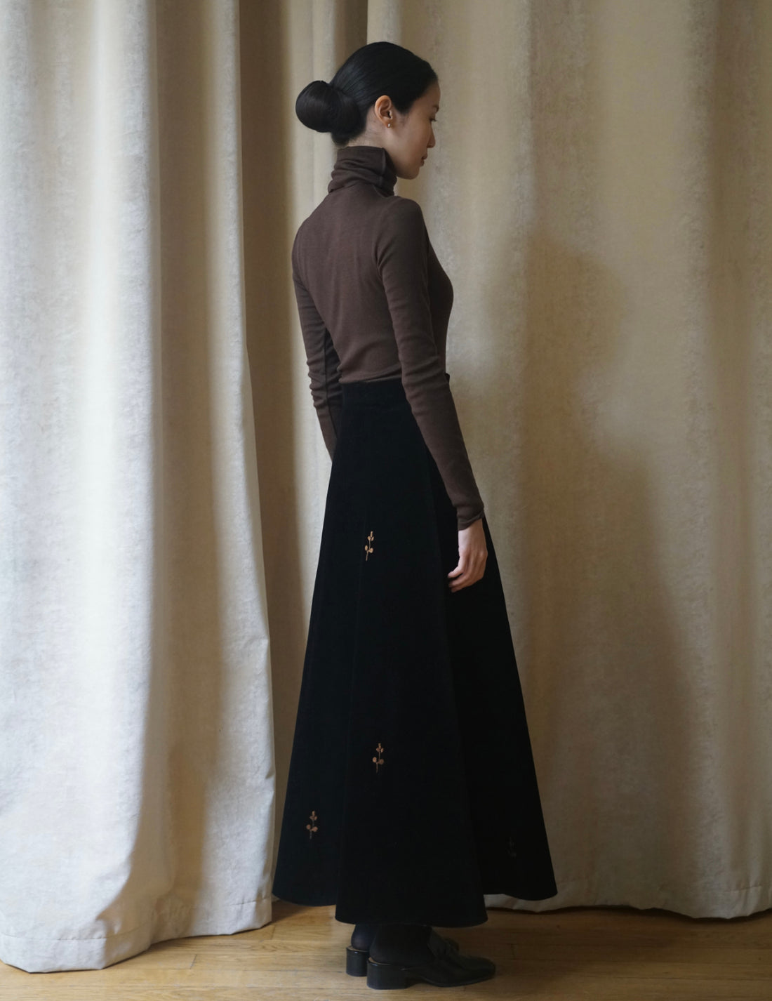 DELEGAN | Velvet Black “Rose” Skirt