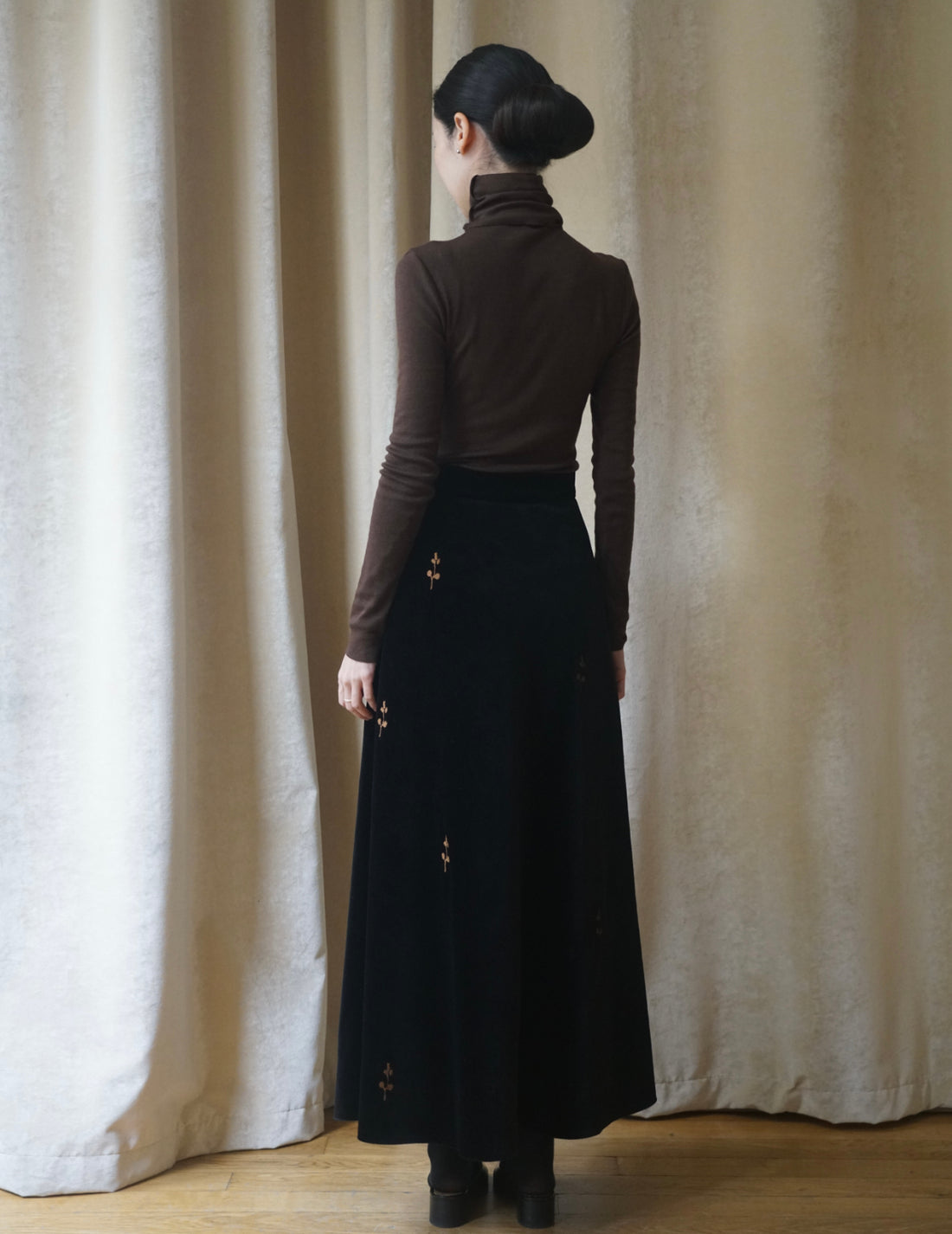 DELEGAN | Velvet Black “Rose” Skirt