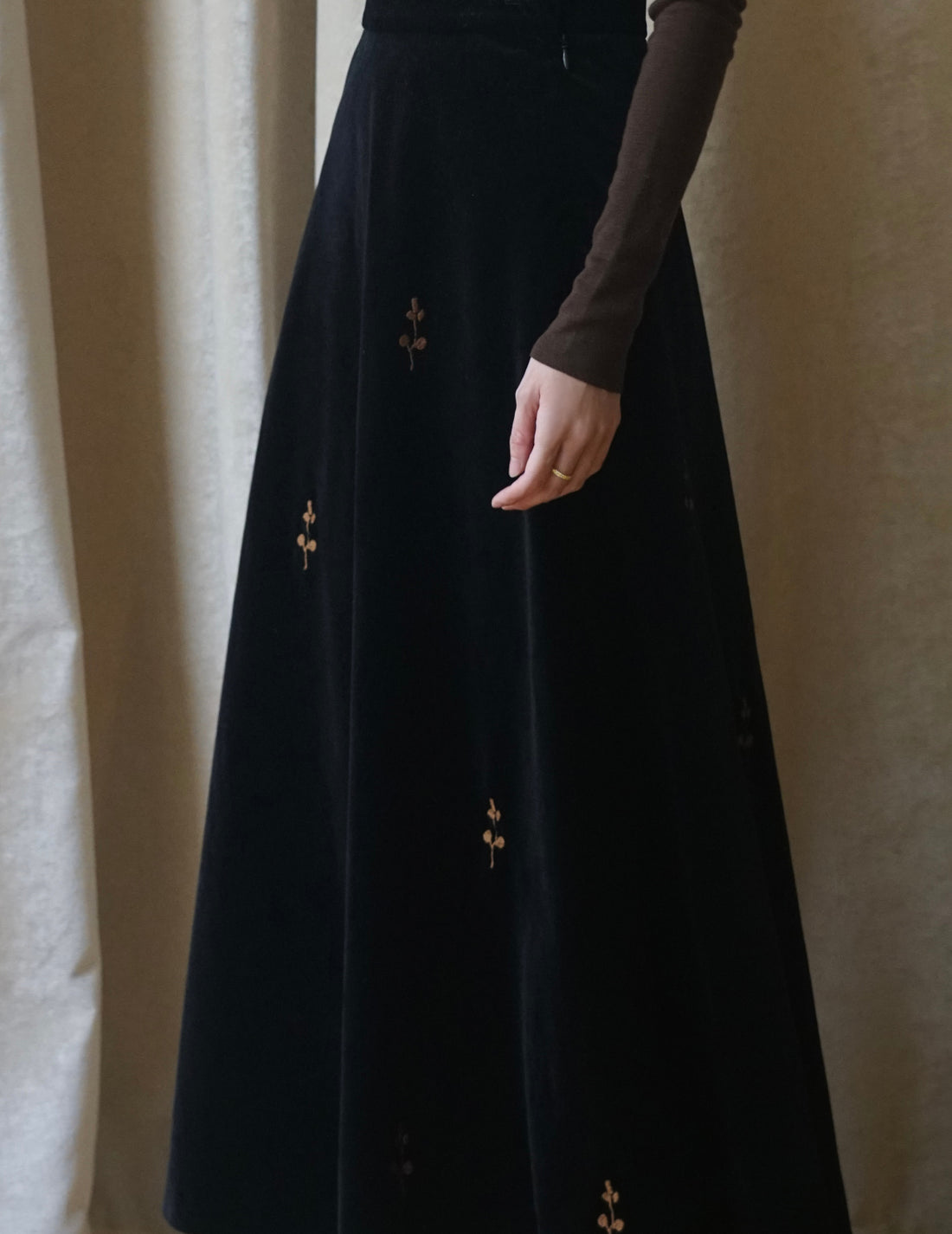 DELEGAN | Velvet Black “Rose” Skirt