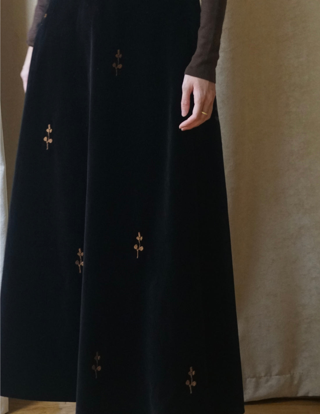 DELEGAN | Velvet Black “Rose” Skirt