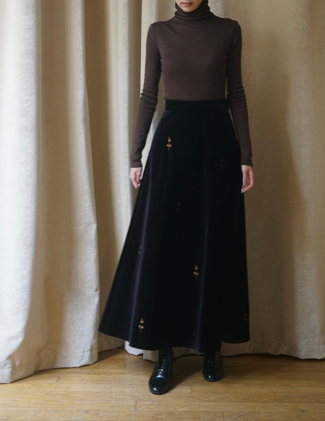 DELEGAN | Velvet Black “Rose” Skirt