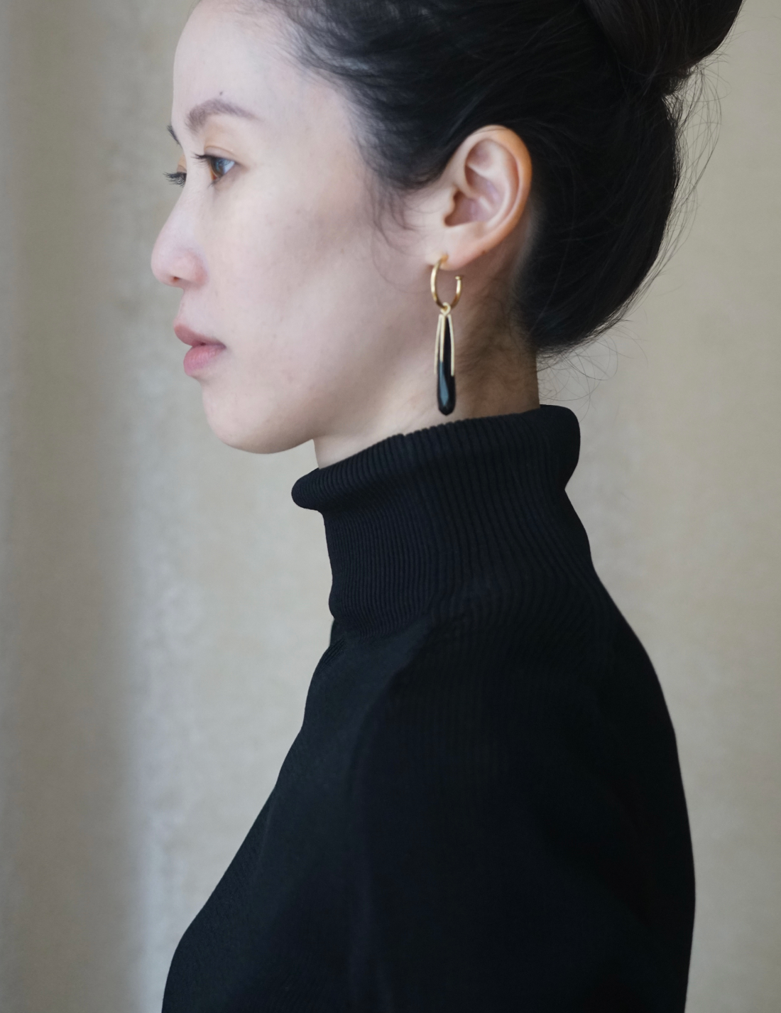 Haut en tricot côtelé à col montant