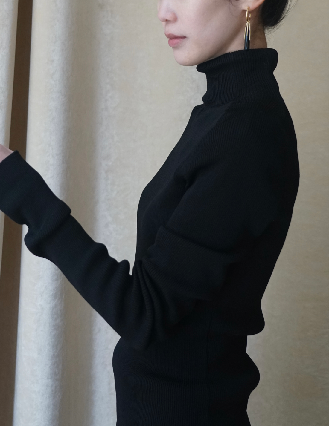 Haut en tricot côtelé à col montant