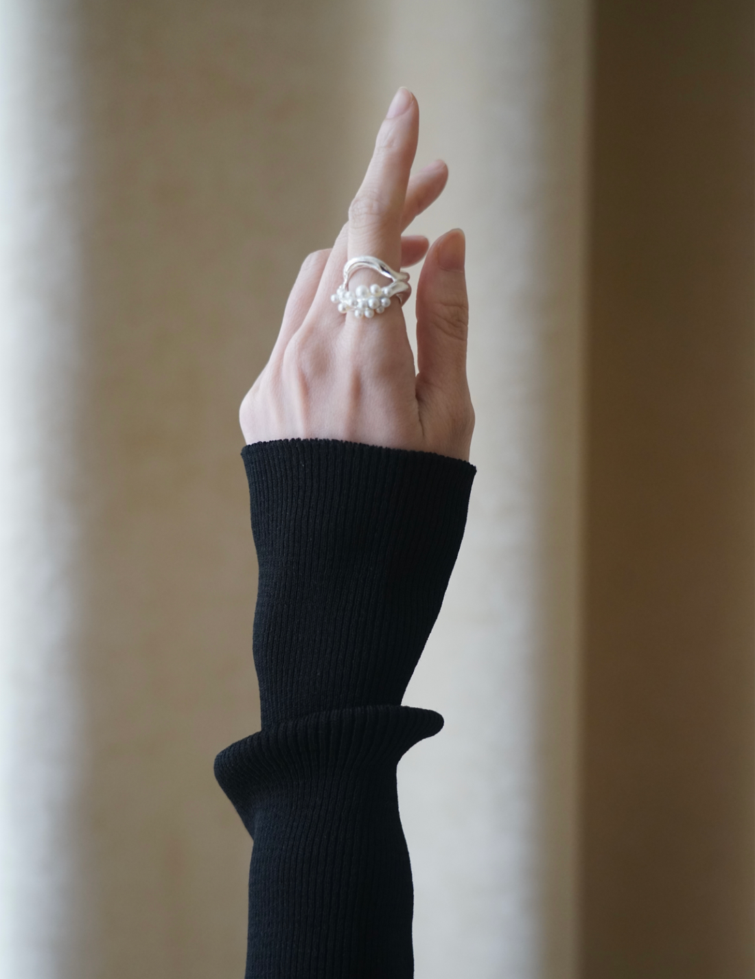 Haut en tricot côtelé à col montant