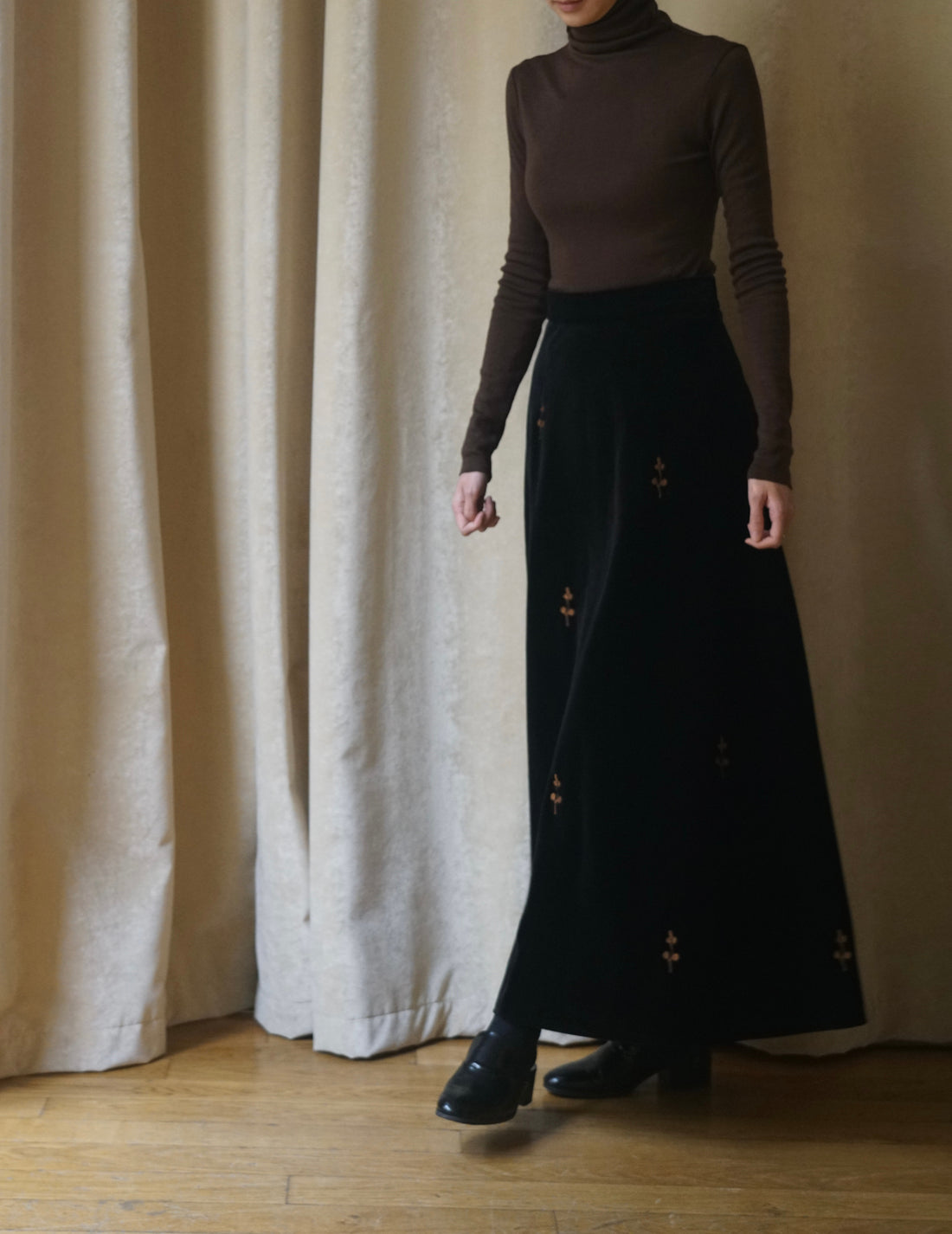 DELEGAN | Velvet Black “Rose” Skirt