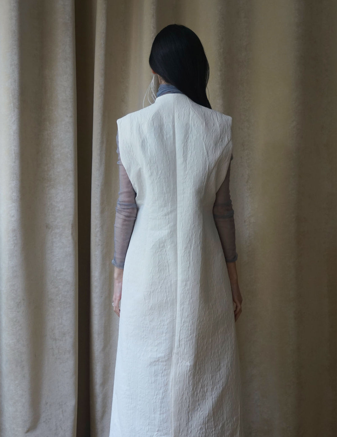 Gilet sans manches teinté en un seul morceau, blanc