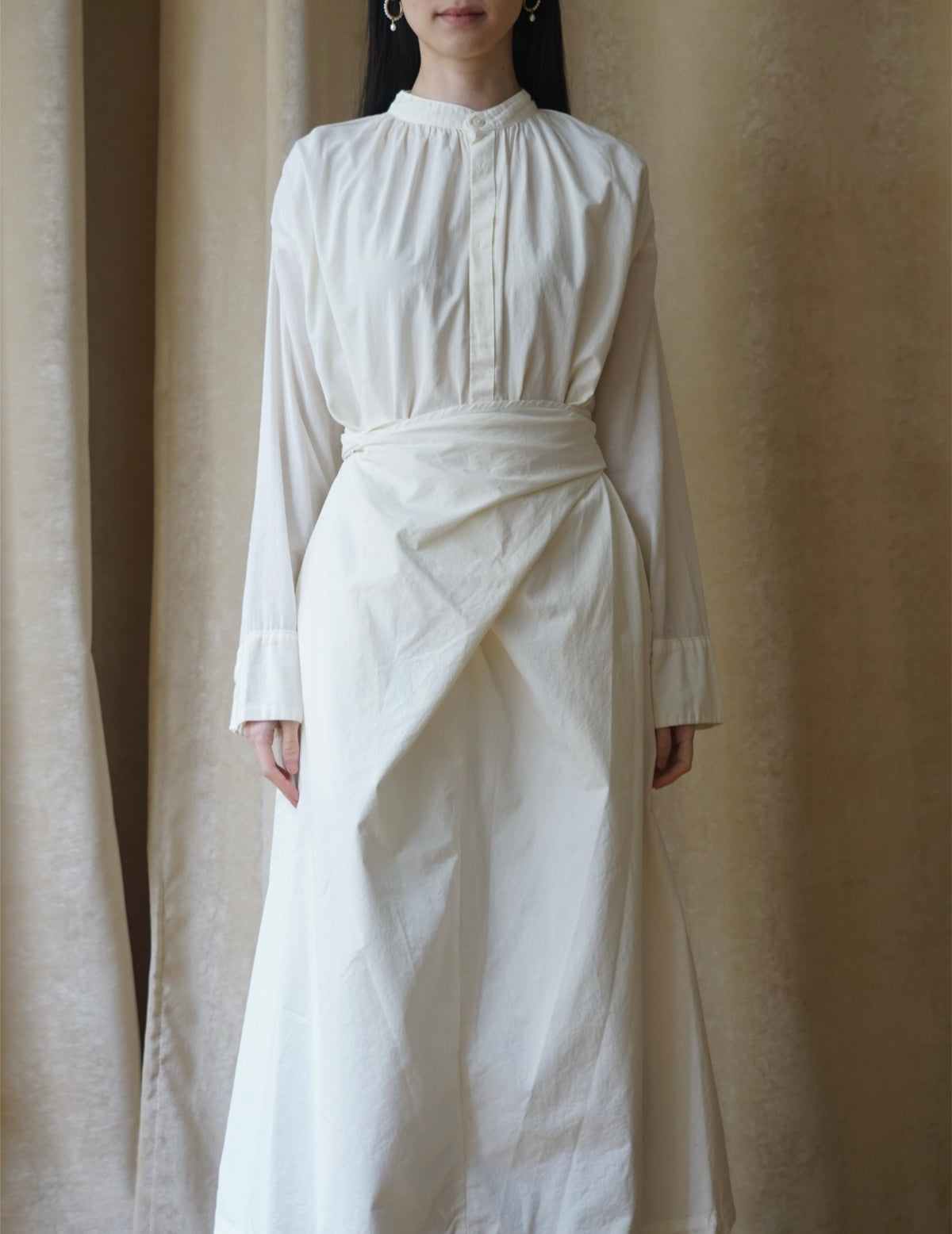 COSMIC WONDER | Organic Cotton Shirt Wrapped Dress	 - Shell