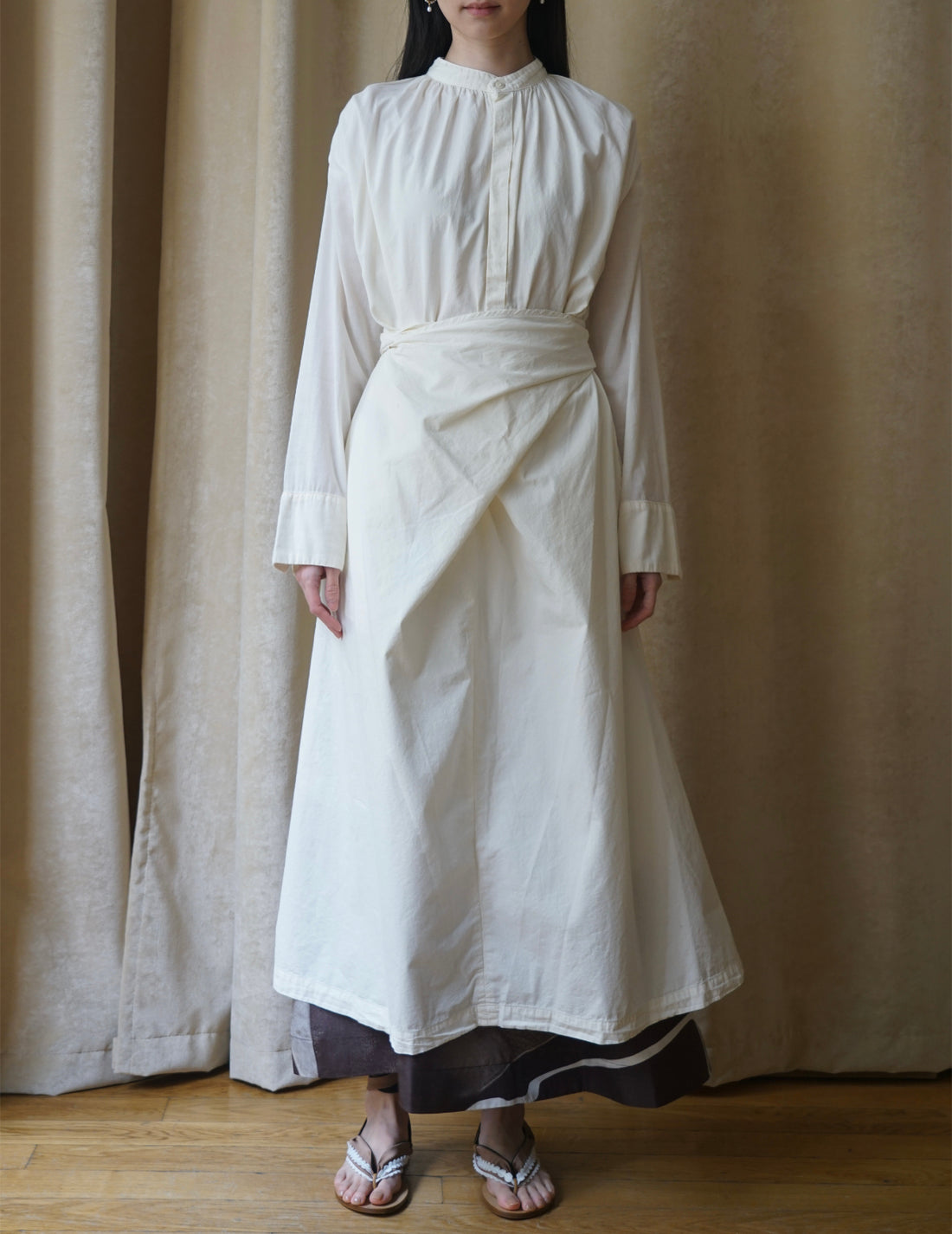 COSMIC WONDER | Organic Cotton Shirt Wrapped Dress	 - Shell