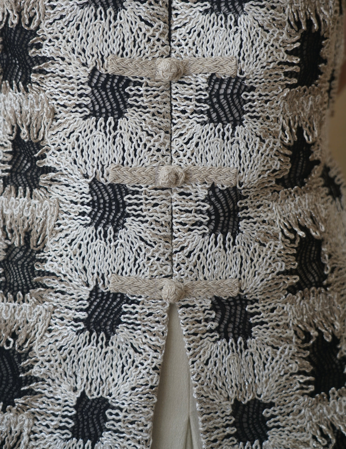 PATCHWORK KNIT LONG VEST