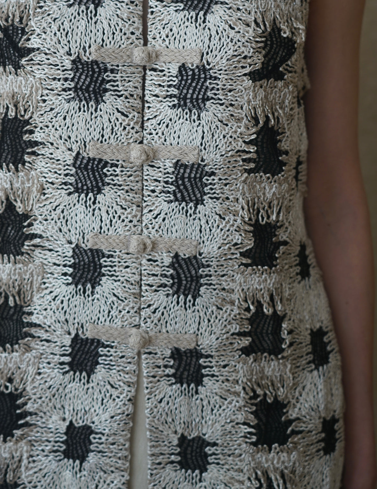 PATCHWORK KNIT LONG VEST