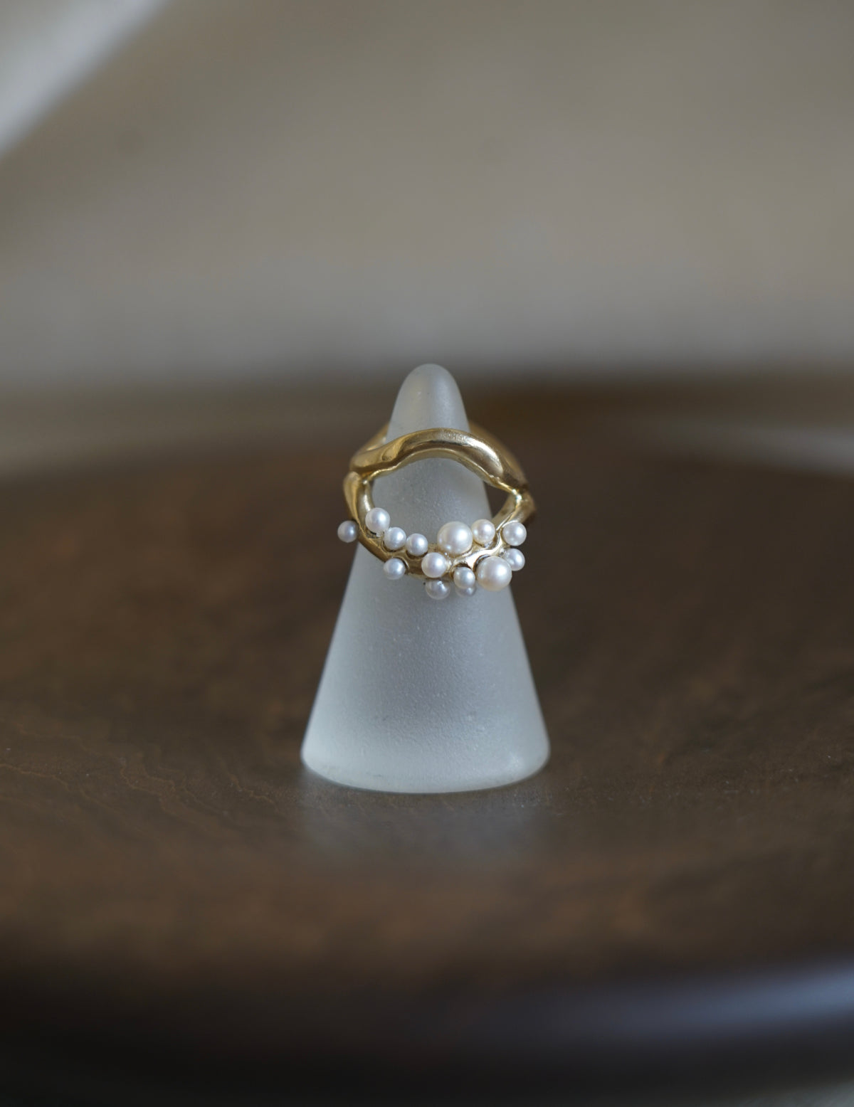 Double Wave Cluster Ring - Gold