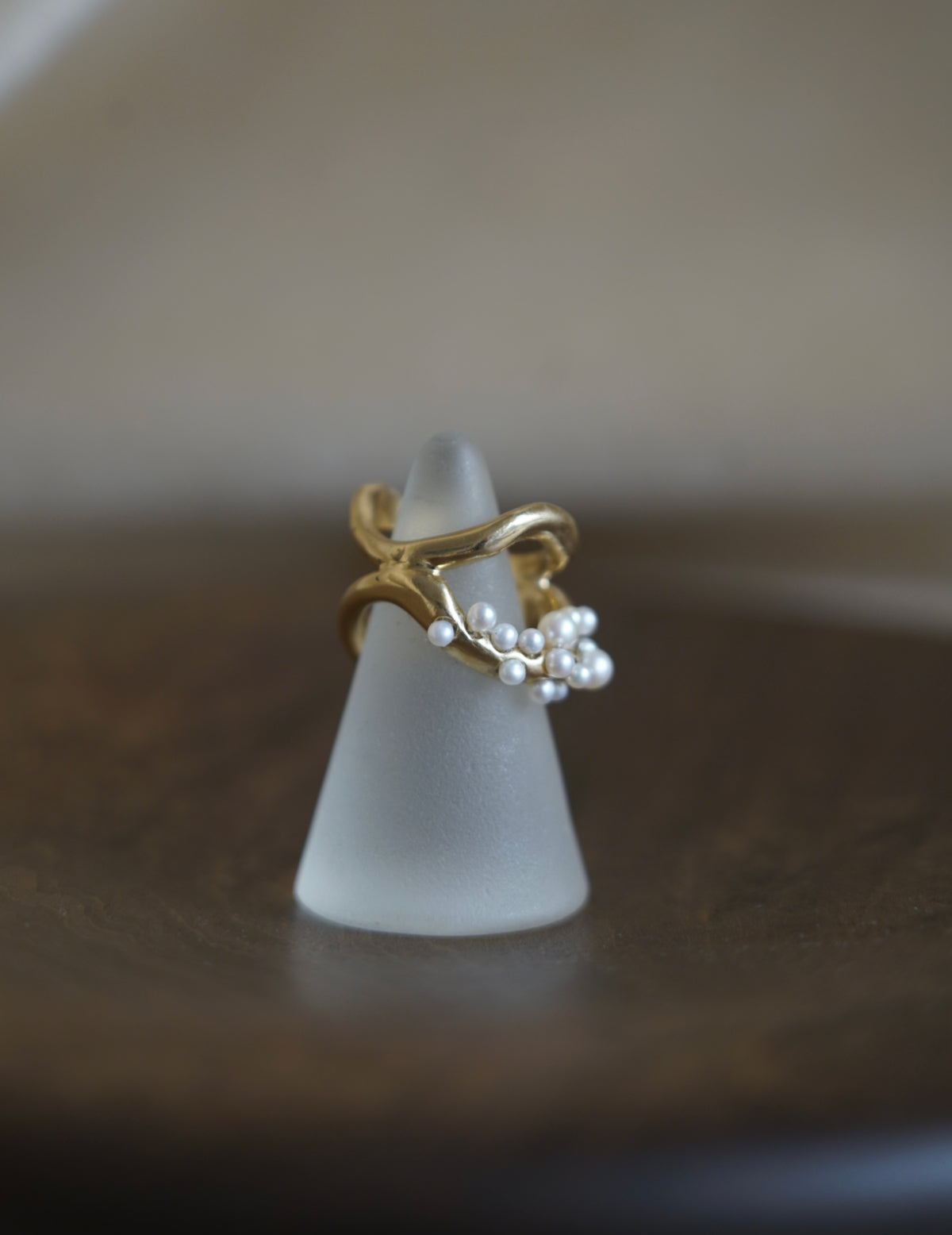 Double Wave Cluster Ring - Gold