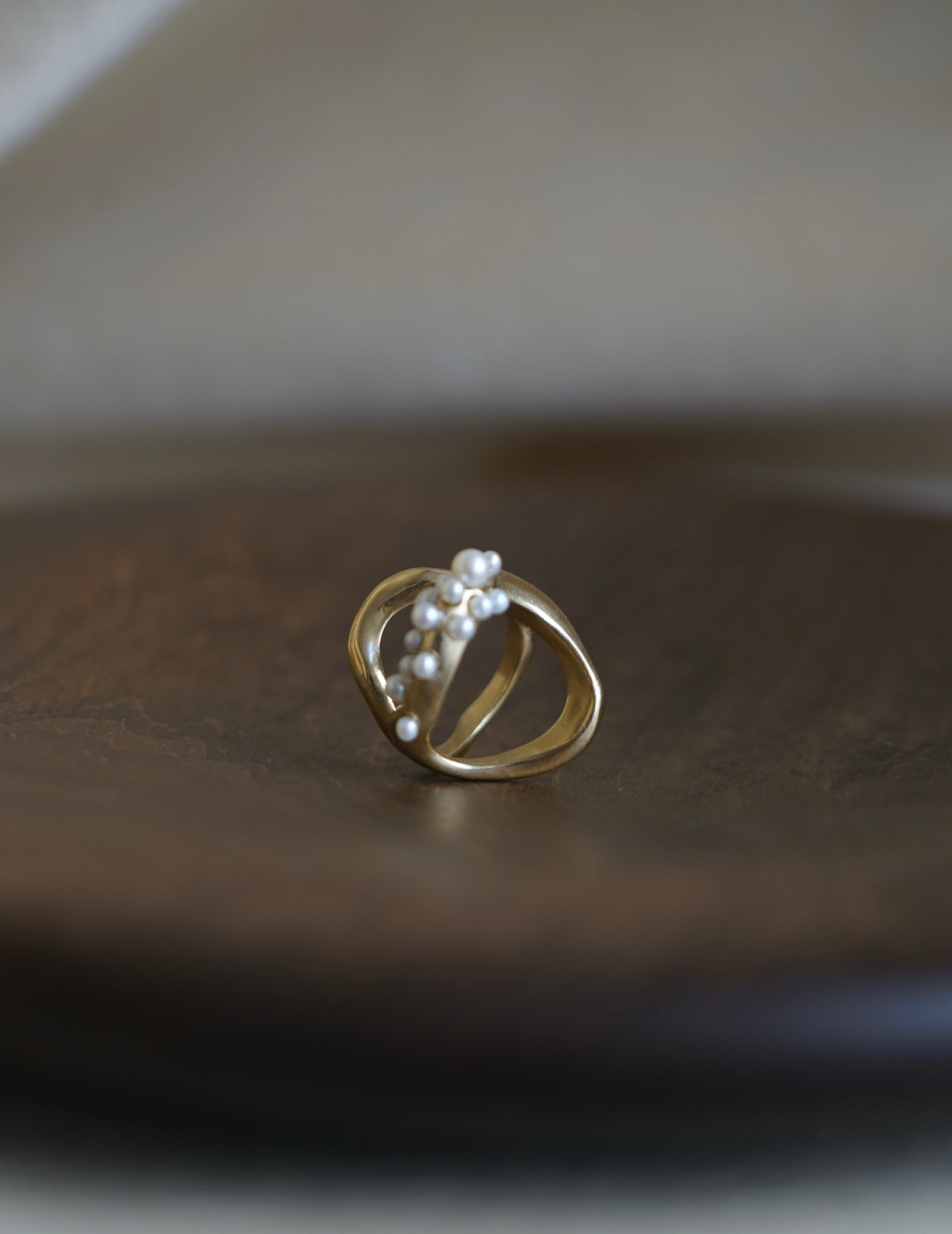 Double Wave Cluster Ring - Gold