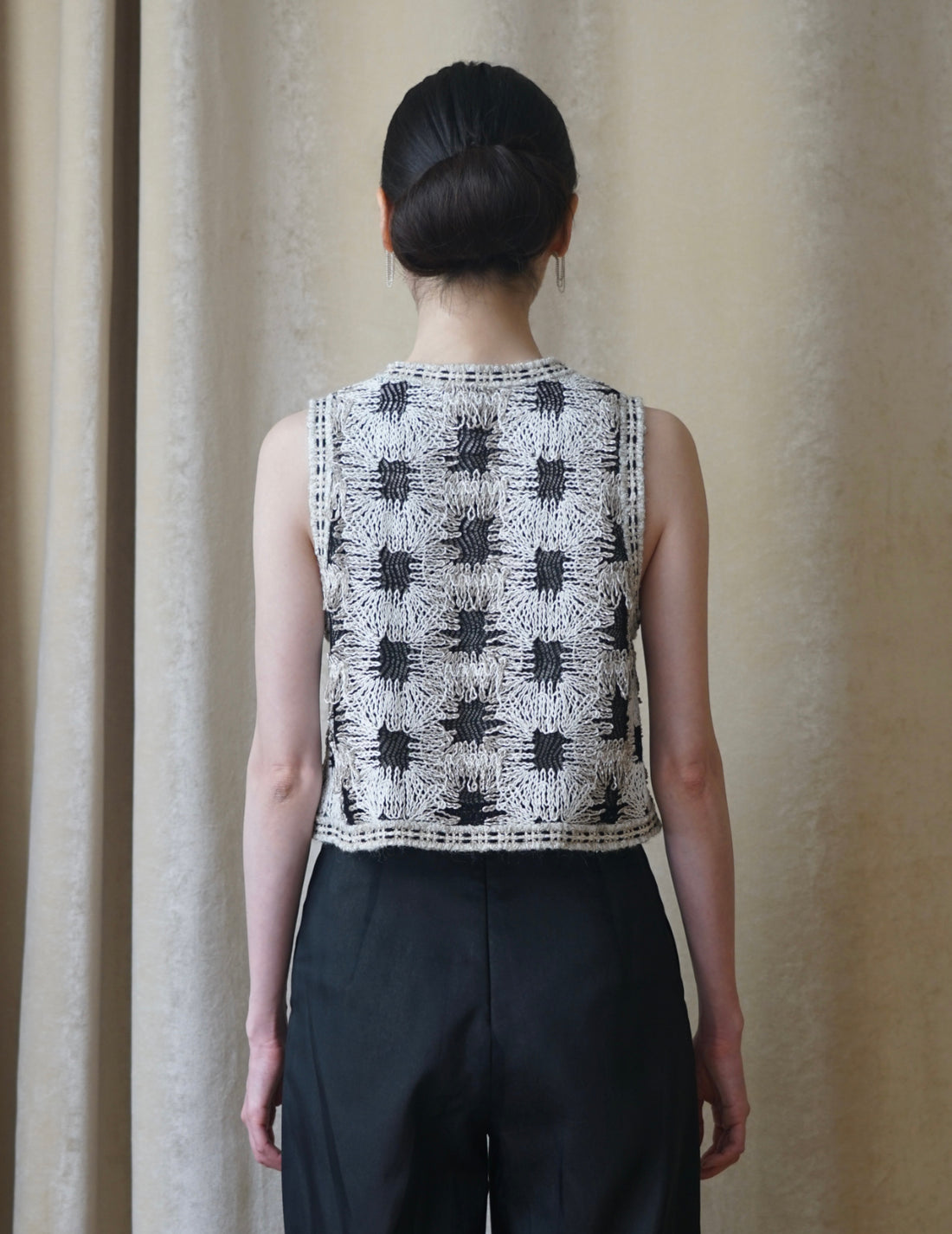 Précommande｜Top court tissé à carreaux