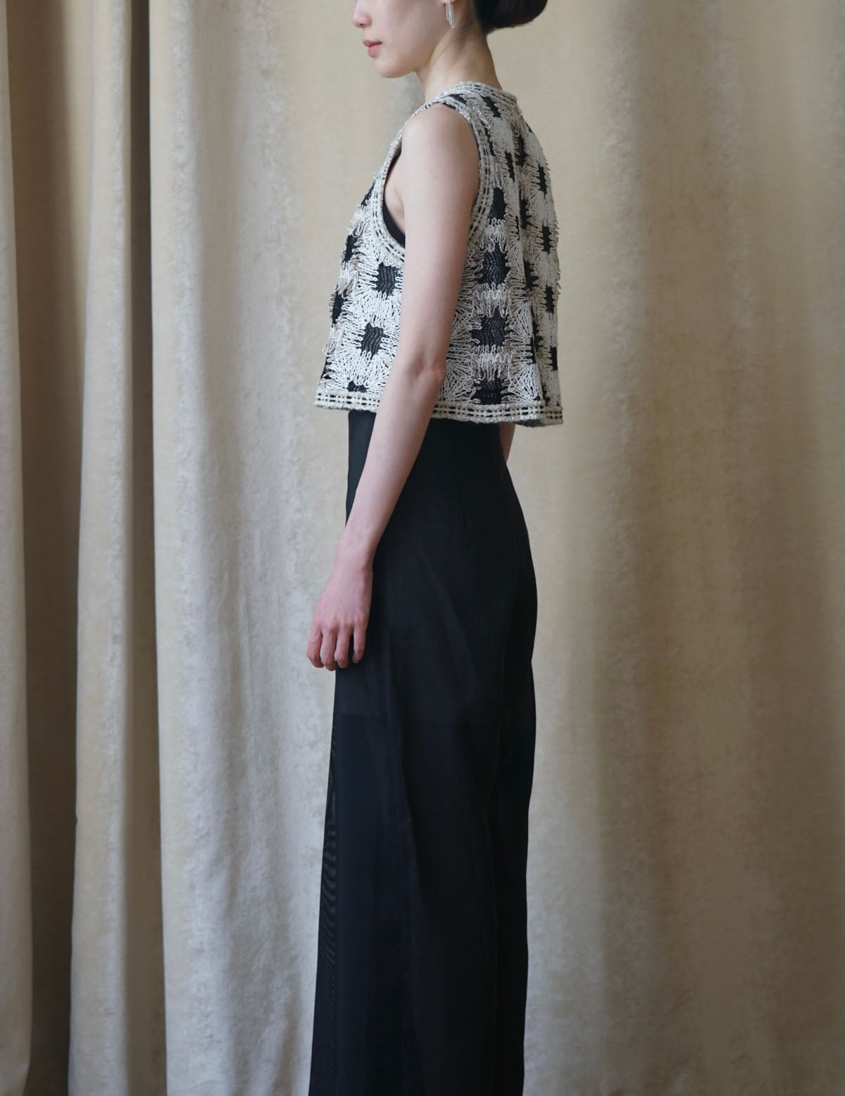 Précommande｜Top court tissé à carreaux