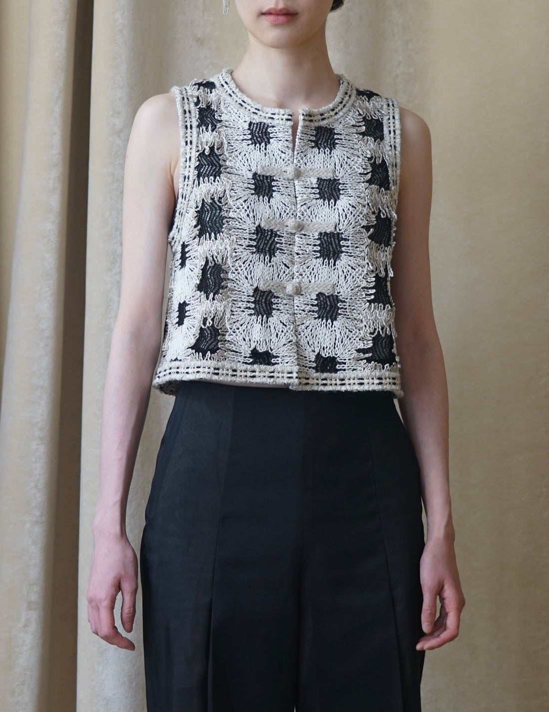 Précommande｜Top court tissé à carreaux