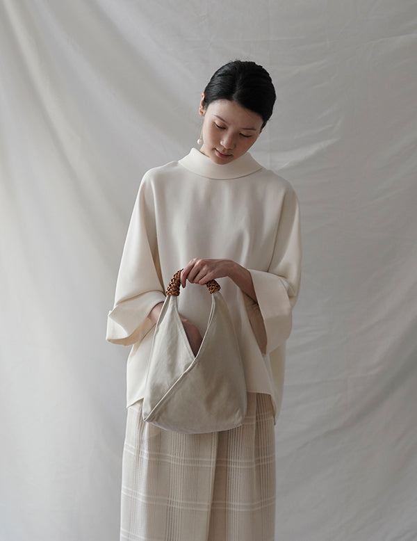 Woven Triangle Bag - Ivory - L