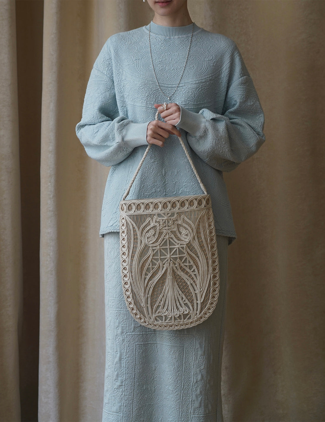 Mame Kurogouchi | Cording Embroidery Bag・Beige