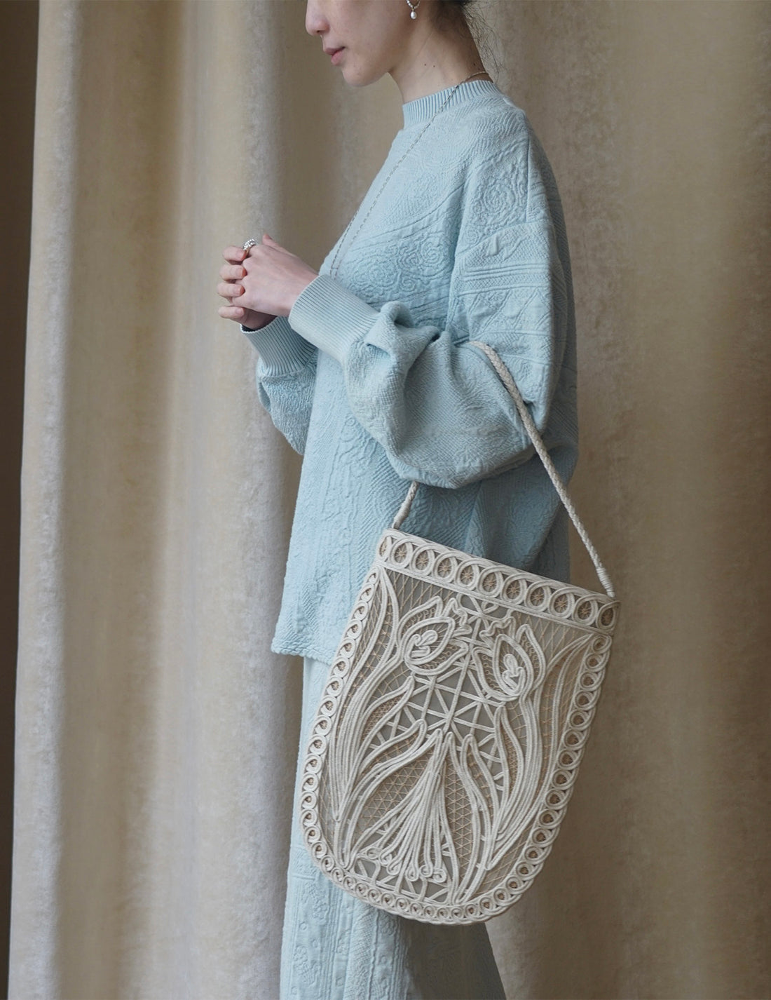 Mame Kurogouchi | Cording Embroidery Bag・Beige