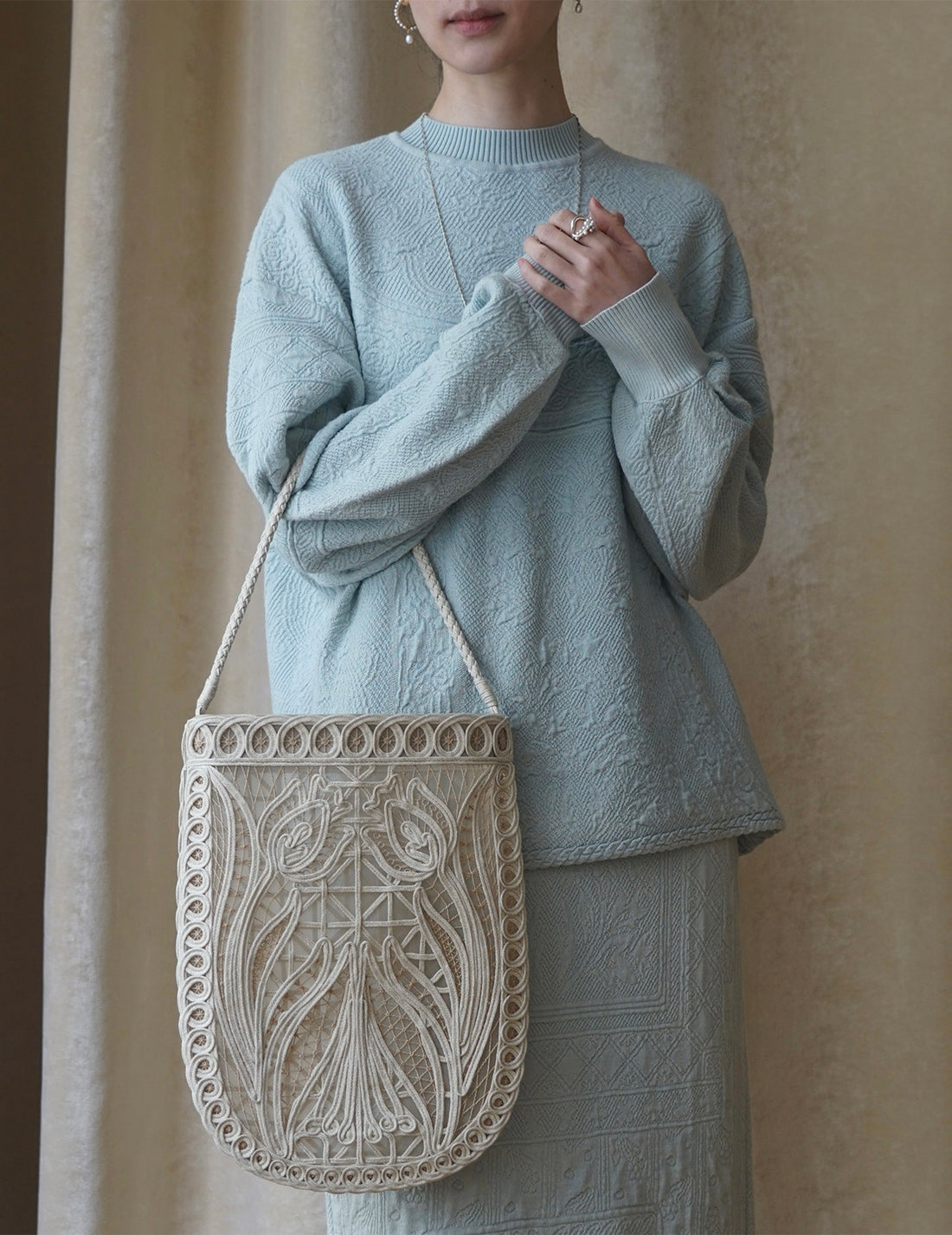 Mame Kurogouchi | Cording Embroidery Bag・Beige