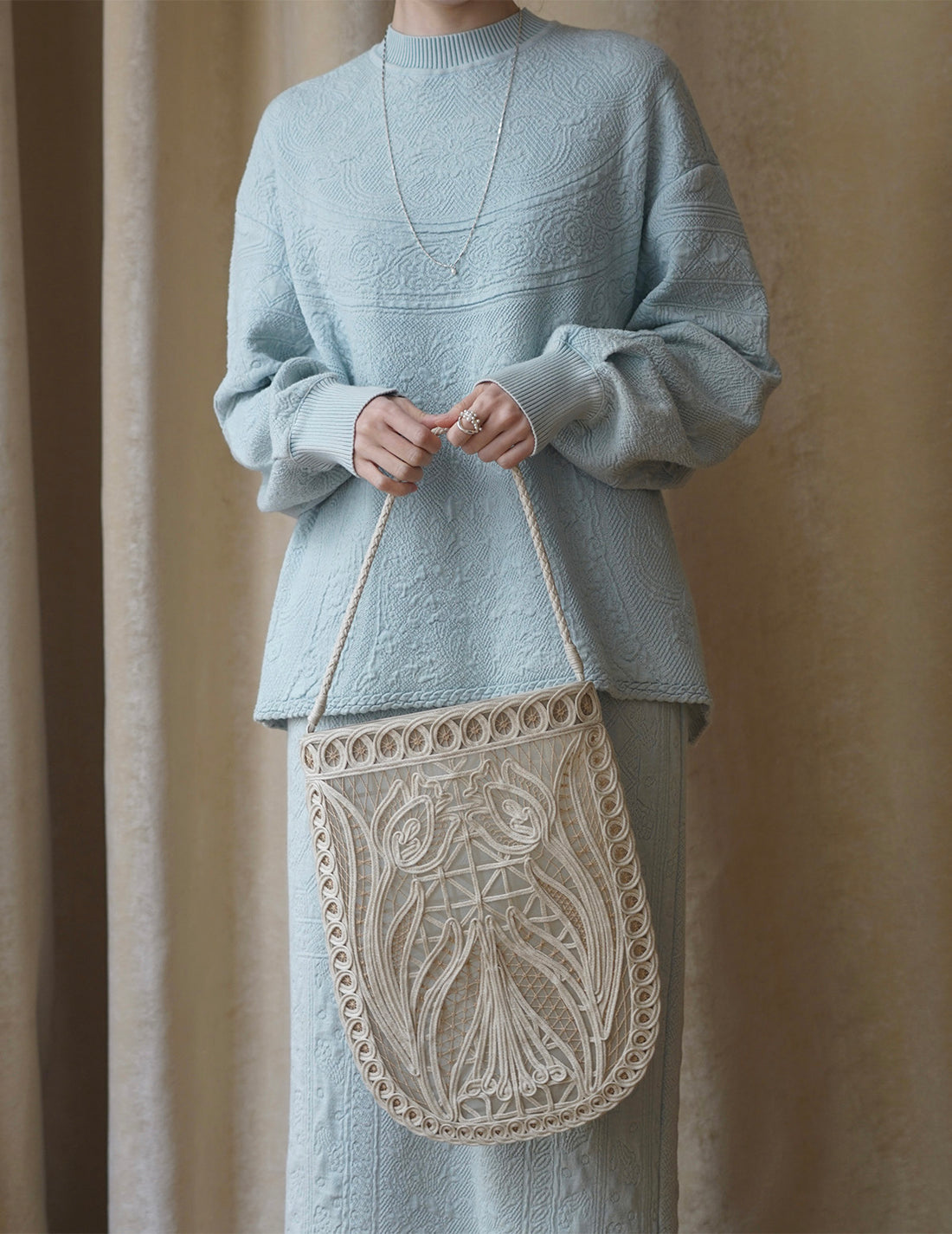 Mame Kurogouchi | Cording Embroidery Bag・Beige