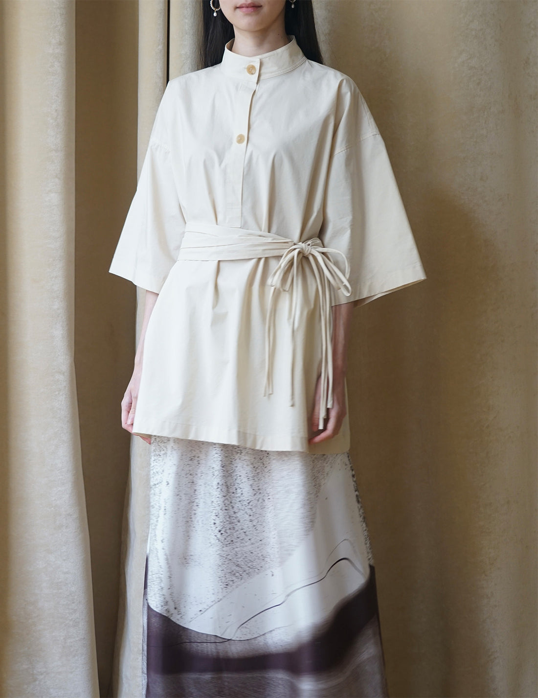 Chemisier trench à ceinture frangée