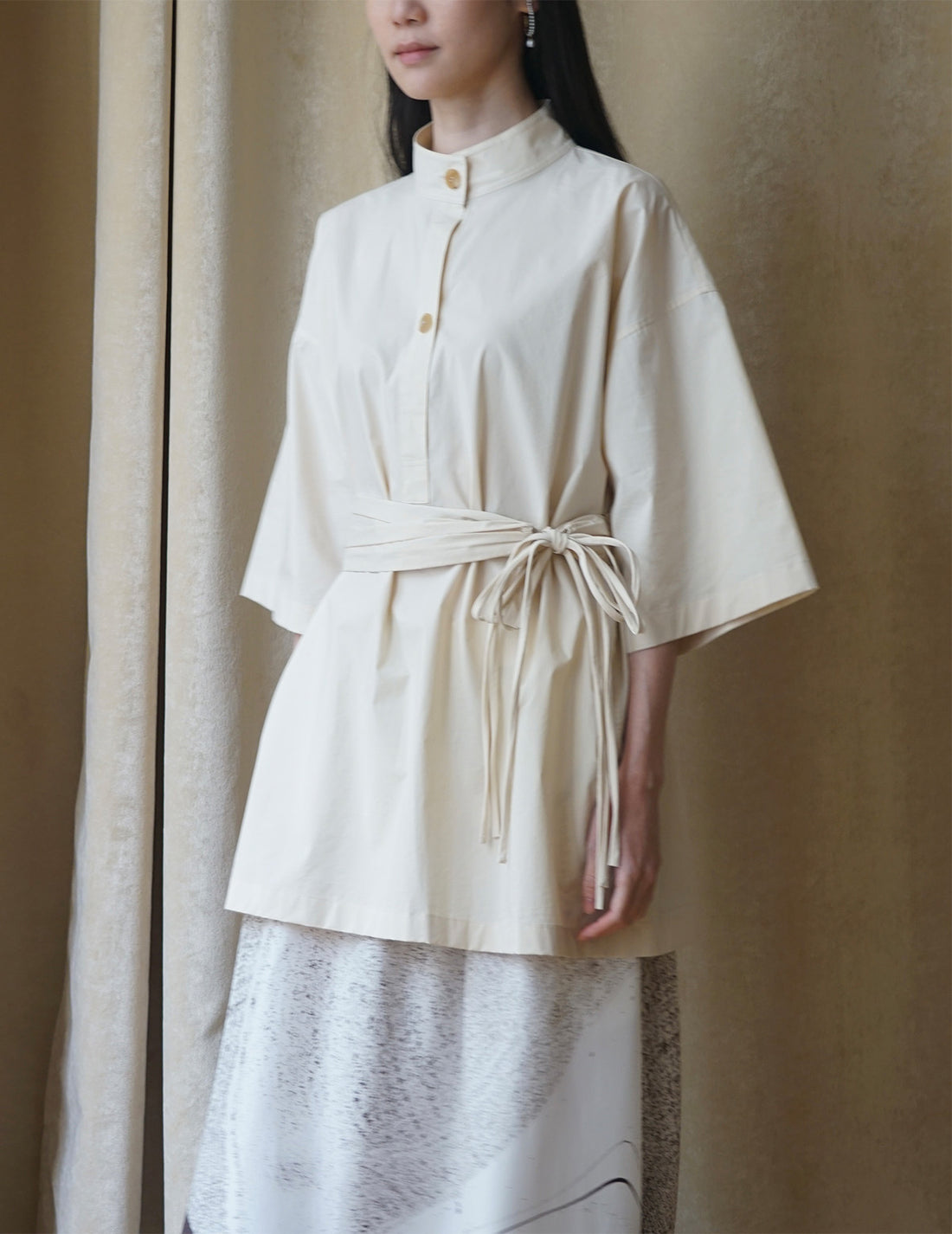 Chemisier trench à ceinture frangée