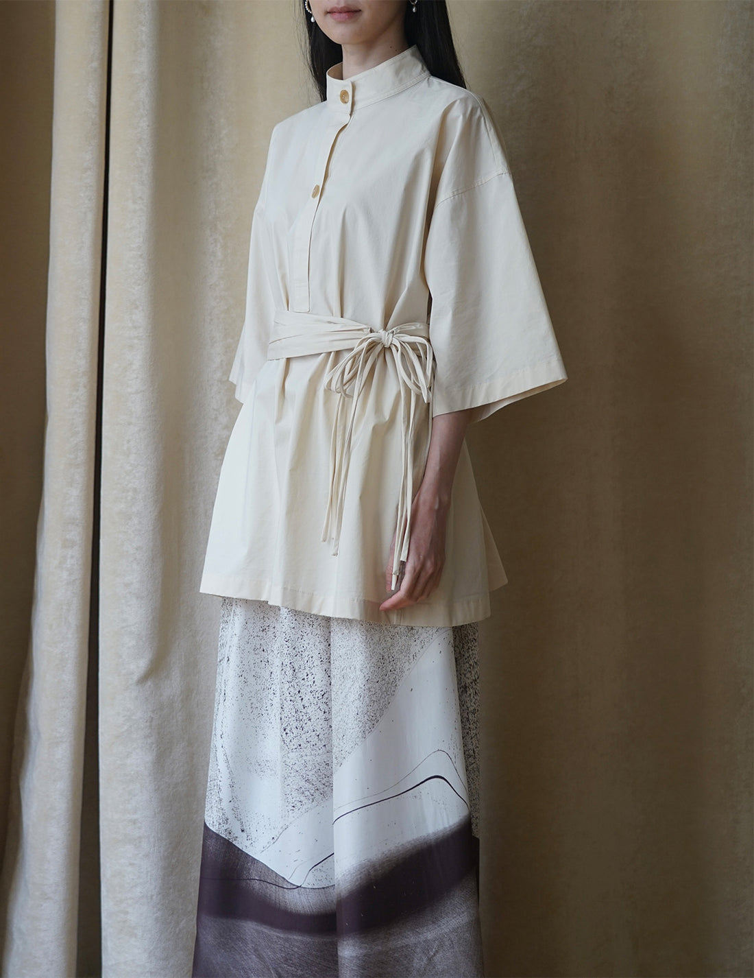 Chemisier trench à ceinture frangée