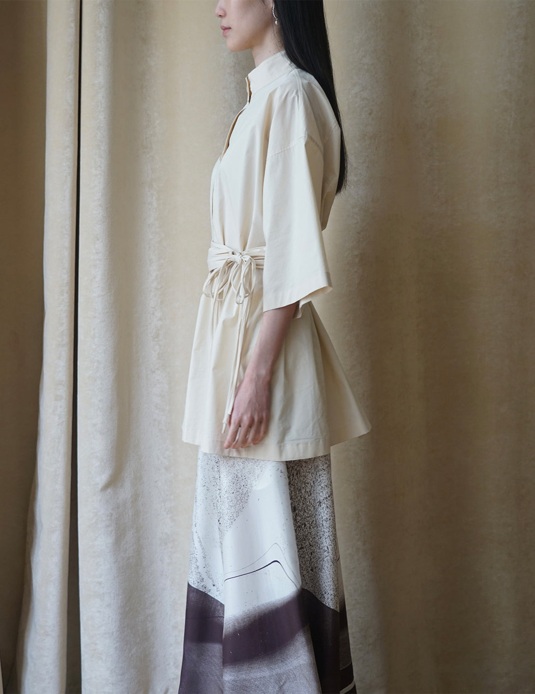 Chemisier trench à ceinture frangée