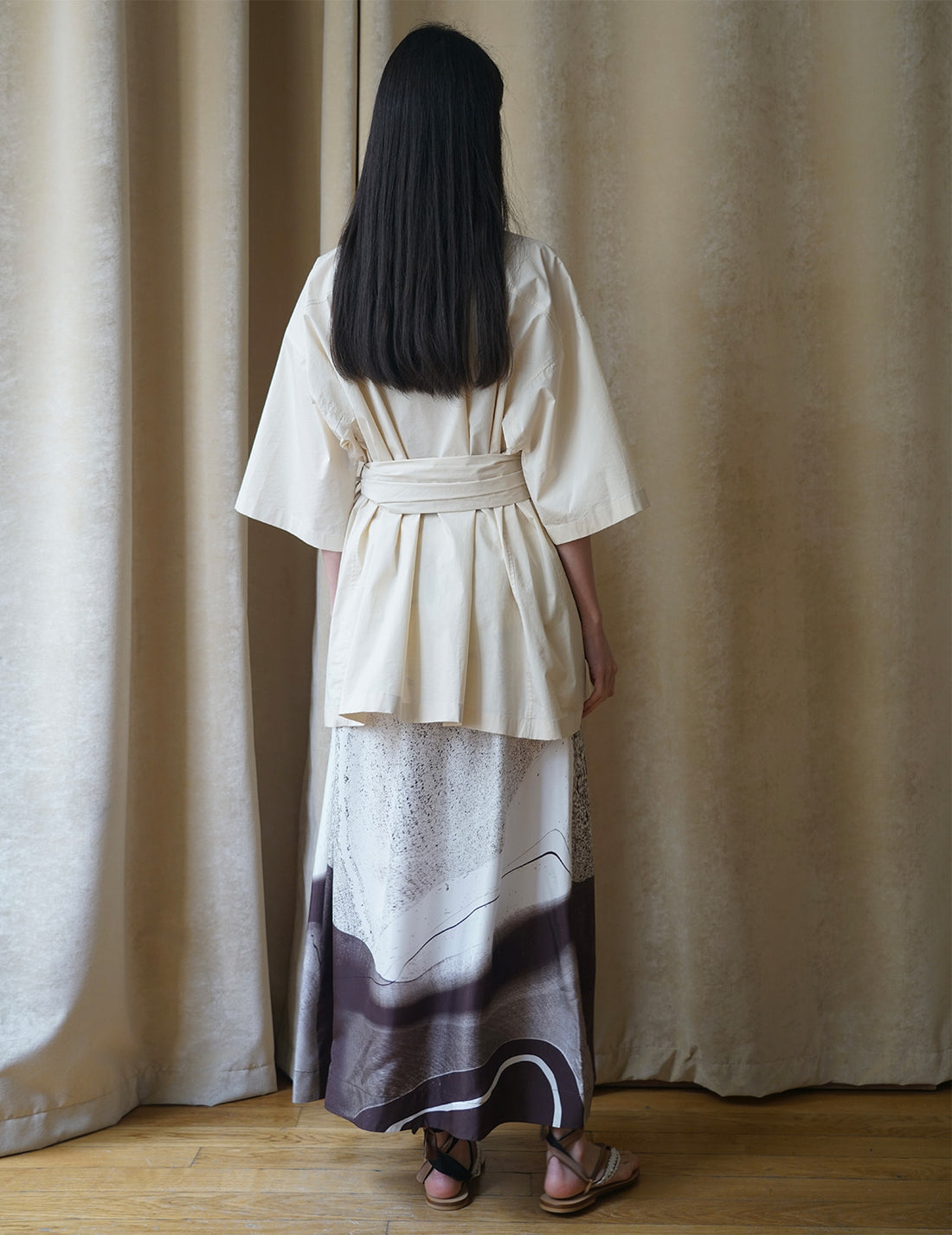 Chemisier trench à ceinture frangée