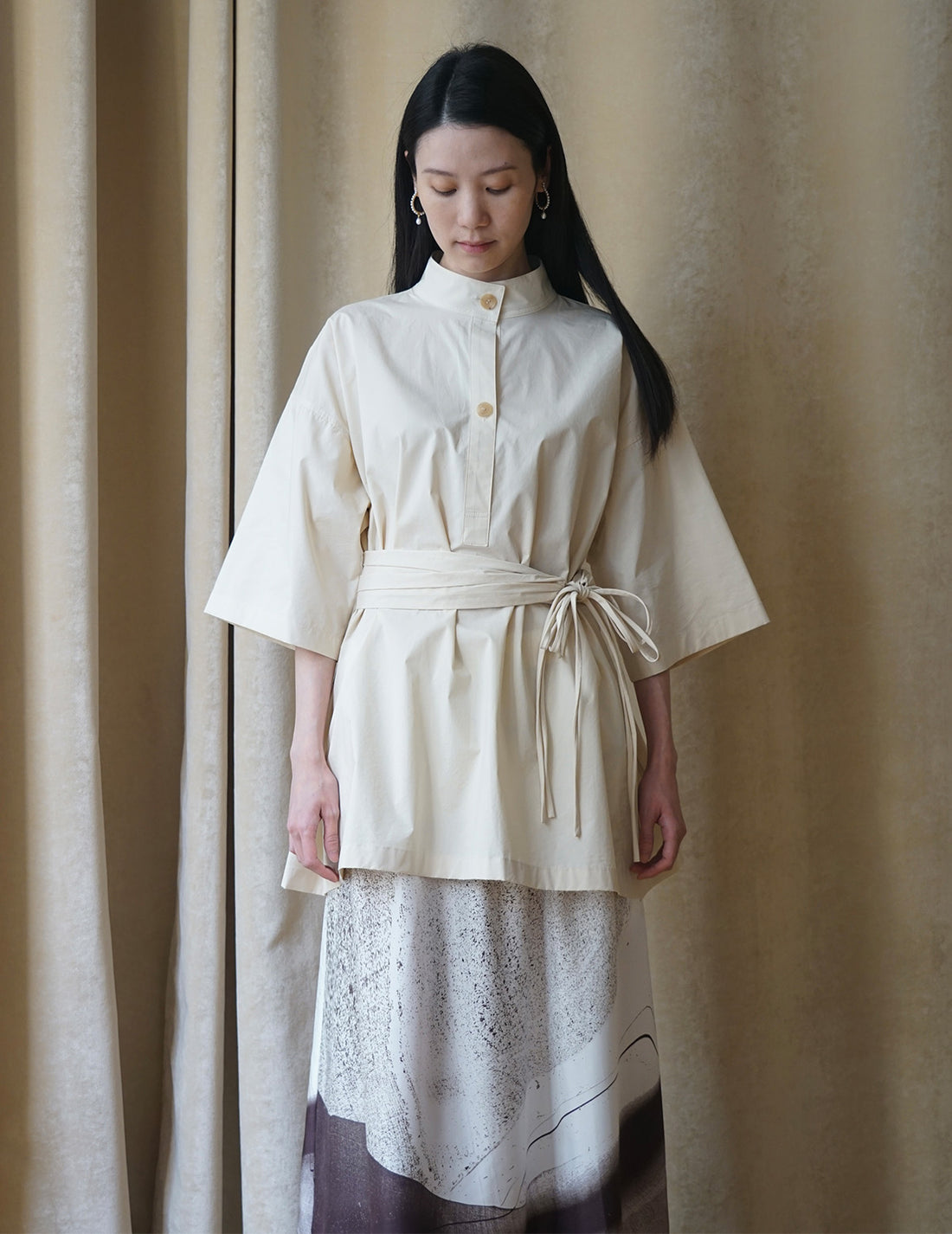 Chemisier trench à ceinture frangée