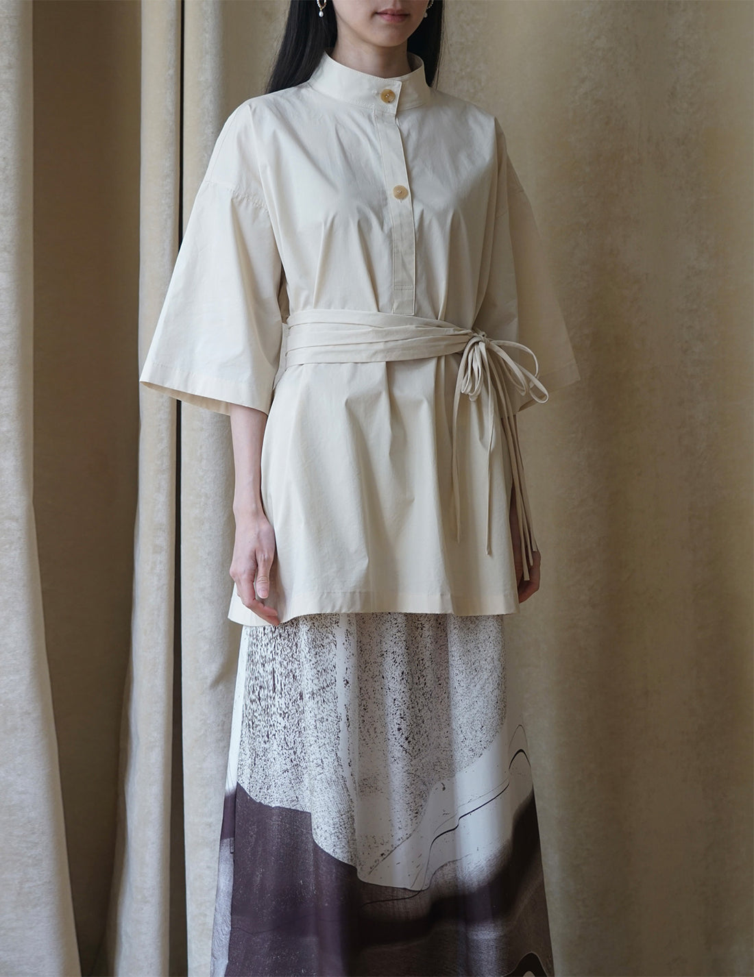 Chemisier trench à ceinture frangée