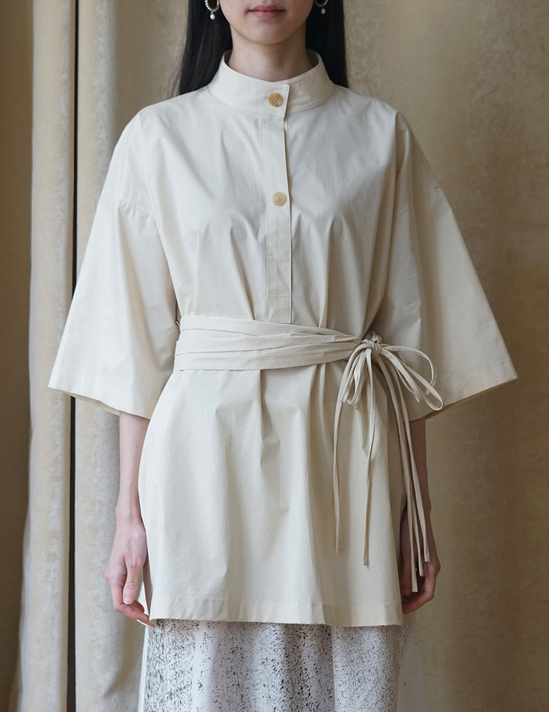 Chemisier trench à ceinture frangée