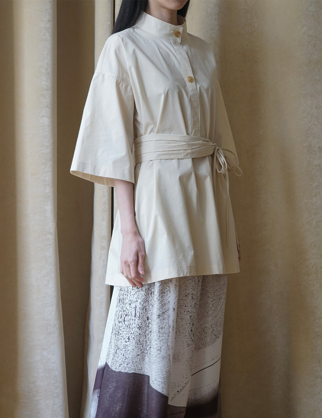 Chemisier trench à ceinture frangée