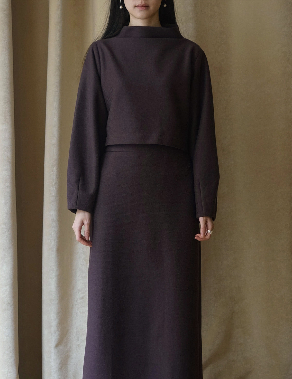 MYA | H-line Textured Skirt - Brown