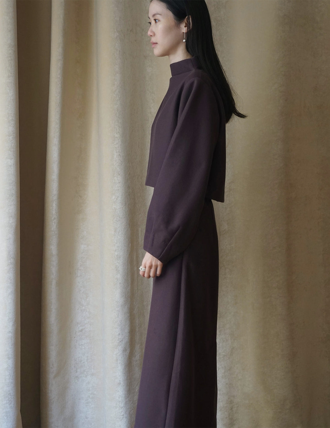 MYA | H-line Textured Skirt - Brown