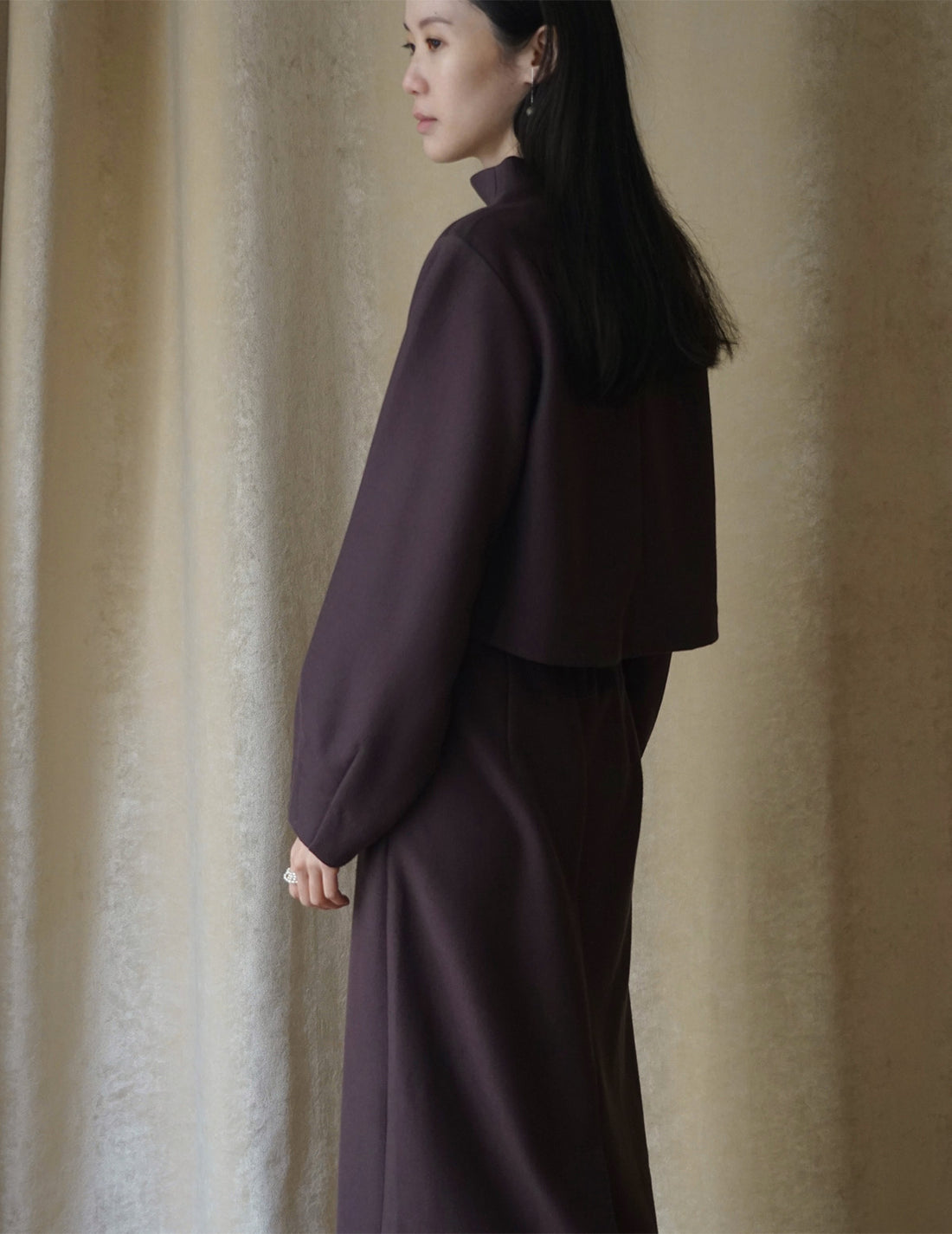 MYA | H-line Textured Skirt - Brown