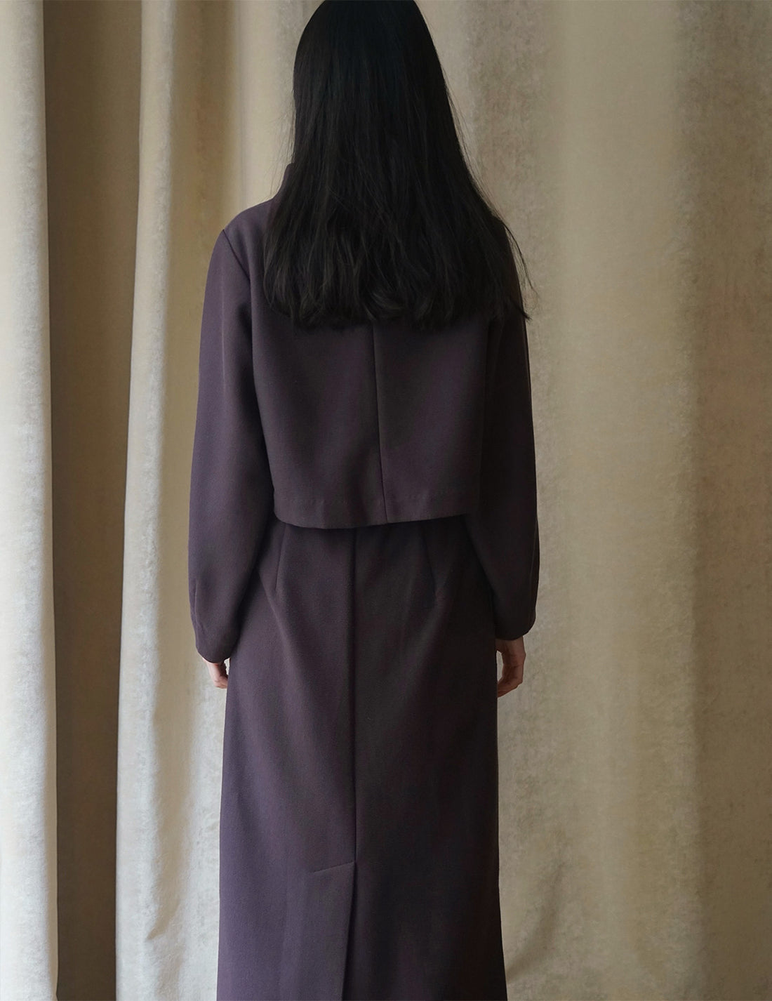 MYA | H-line Textured Skirt - Brown