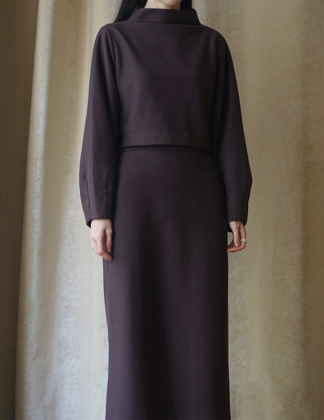 MYA | H-line Textured Skirt - Brown