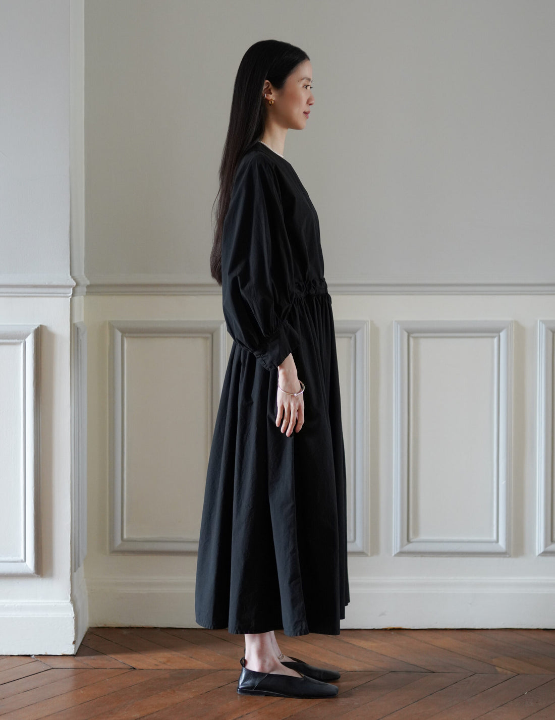 COSMIC WONDER | Cotton Silk Typewriter Farmer's Dress - Black