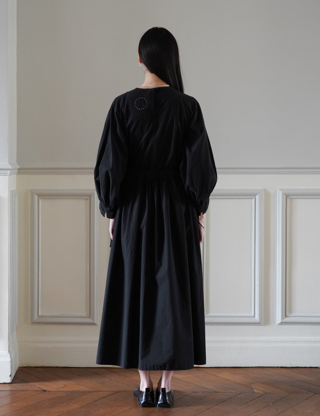 COSMIC WONDER | Cotton Silk Typewriter Farmer's Dress - Black