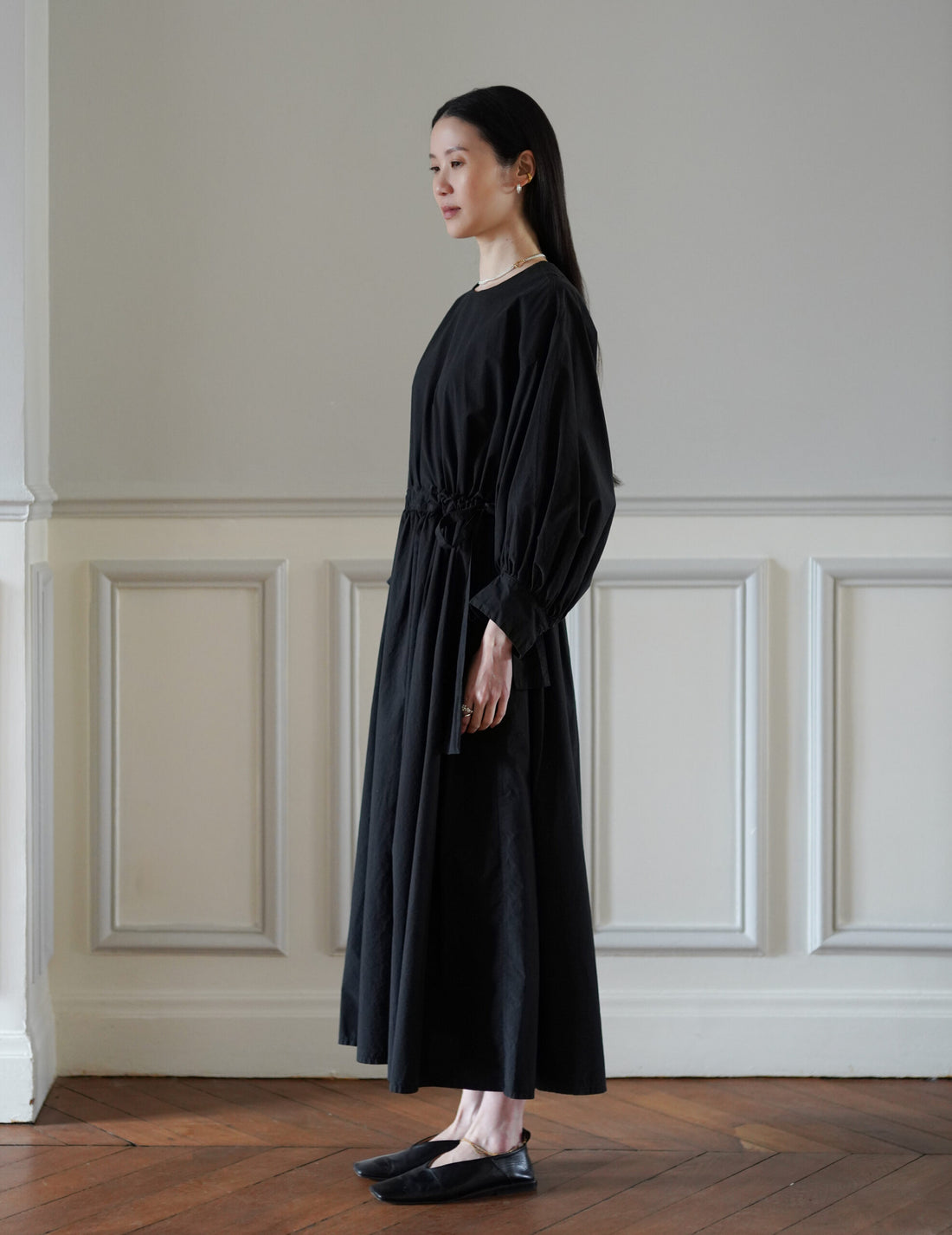COSMIC WONDER | Cotton Silk Typewriter Farmer's Dress - Black