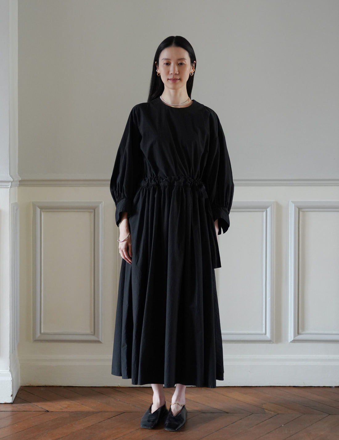 COSMIC WONDER | Cotton Silk Typewriter Farmer's Dress - Black