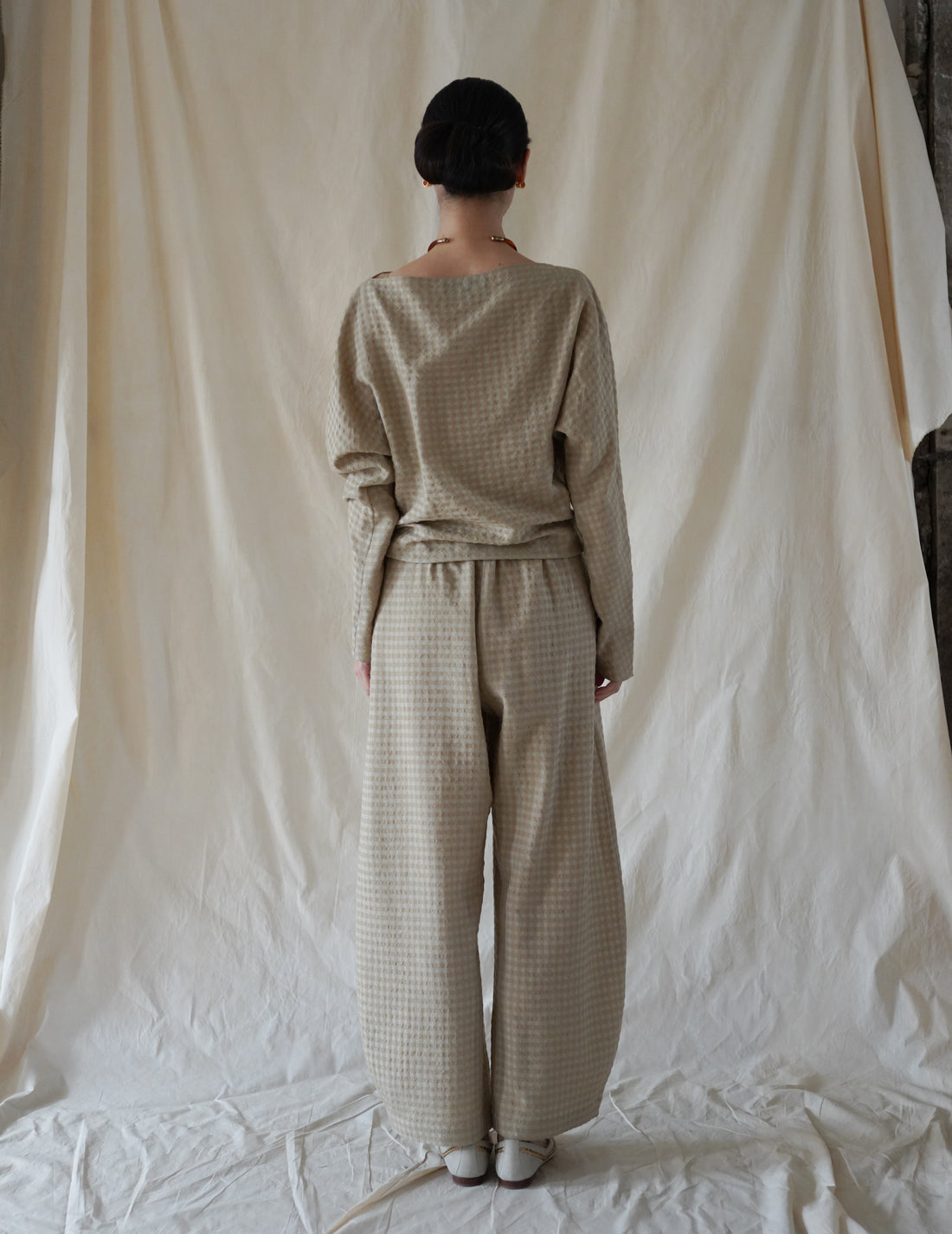 Cortana | Nuna Pants - Beige Checks Jacquard