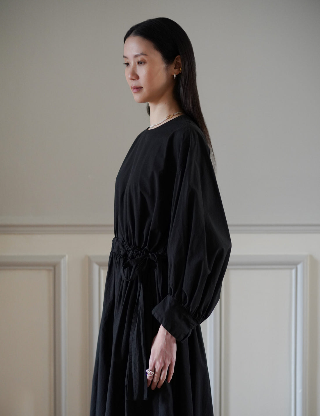 COSMIC WONDER | Cotton Silk Typewriter Farmer's Dress - Black