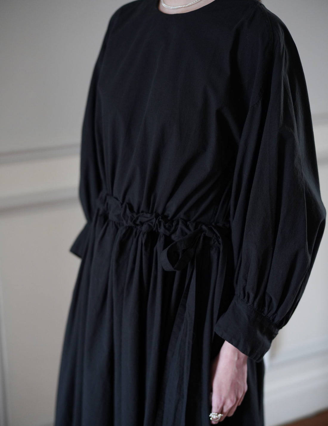 COSMIC WONDER | Cotton Silk Typewriter Farmer's Dress - Black